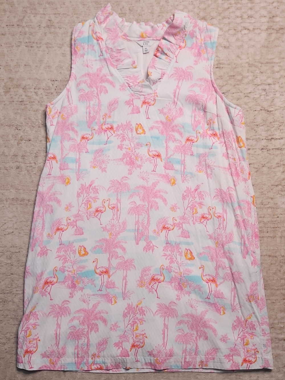 Crown & Ivy Petite Sleeveless Flamingo Print Shift Dress